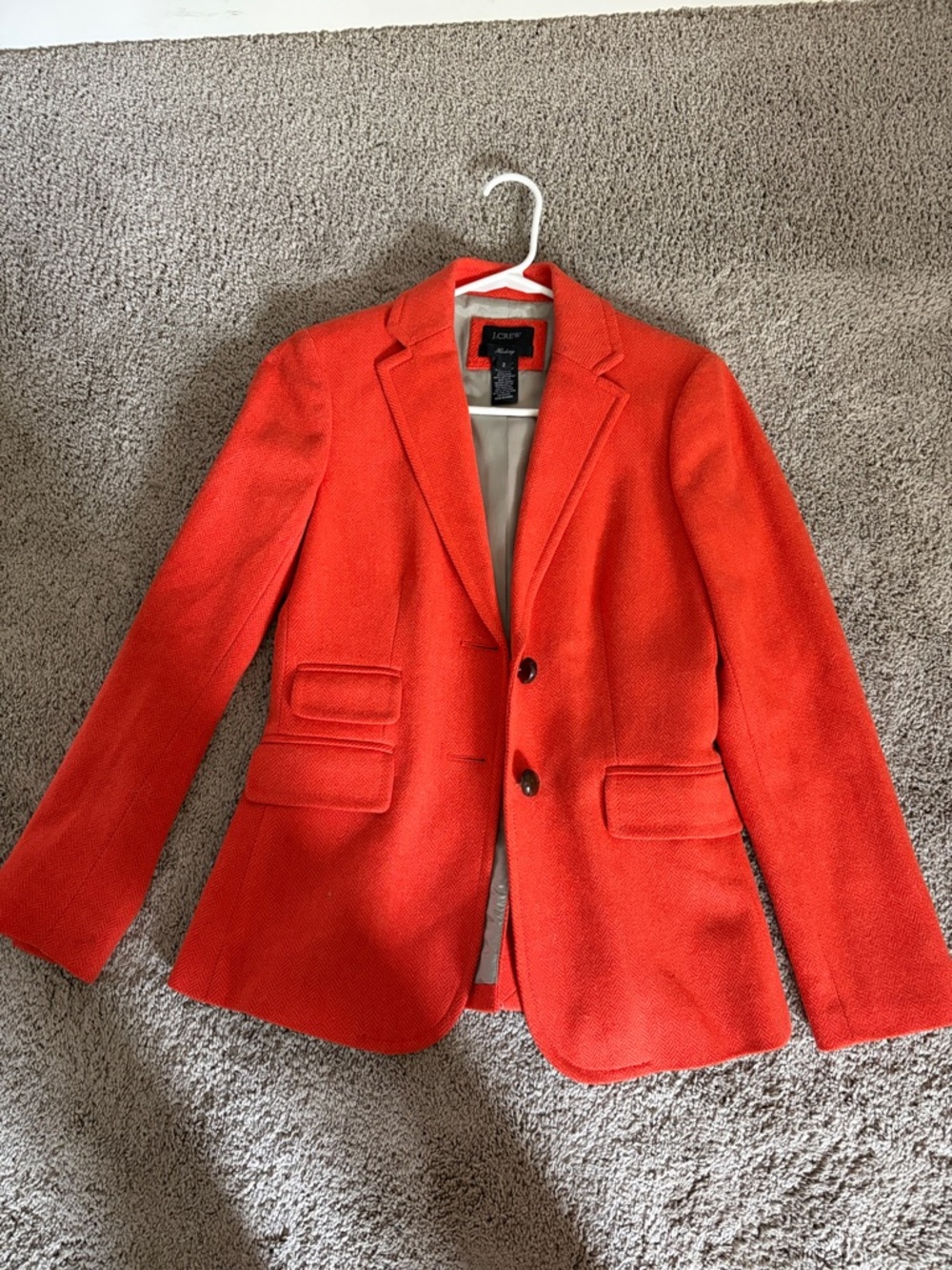 J. Crew Bright Red/orange Two-Button Textured Blazer